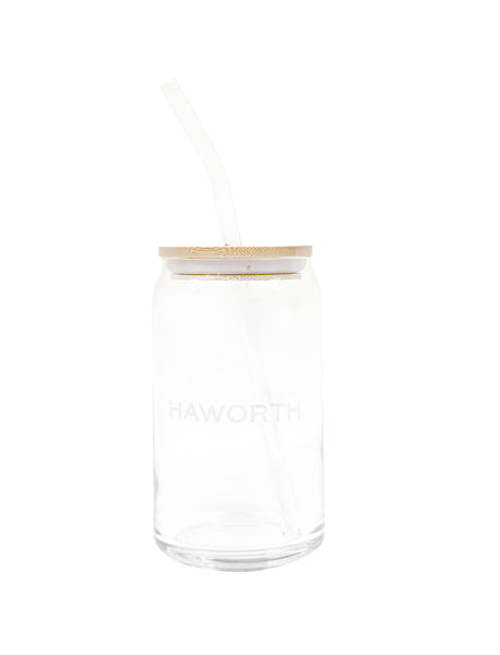 Haworth Can Glass with Lid and Straw