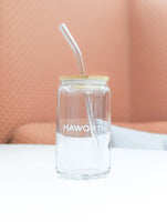 Haworth Can Glass with Lid and Straw