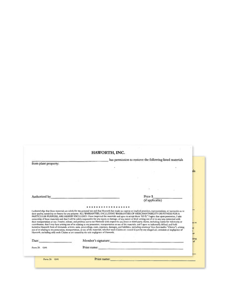 Plant Property Removal Permission Forms